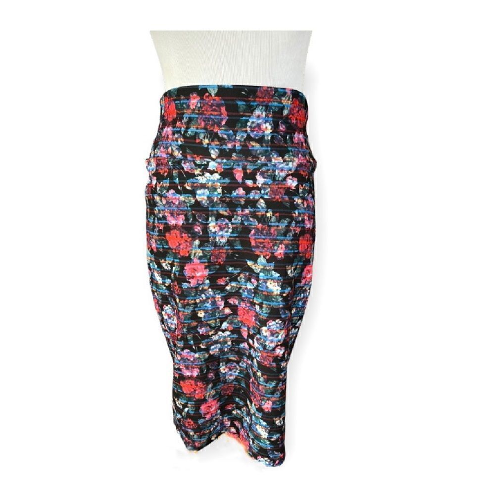Womens Lularoe Abstract Floral Cassie Skirt - Sz S